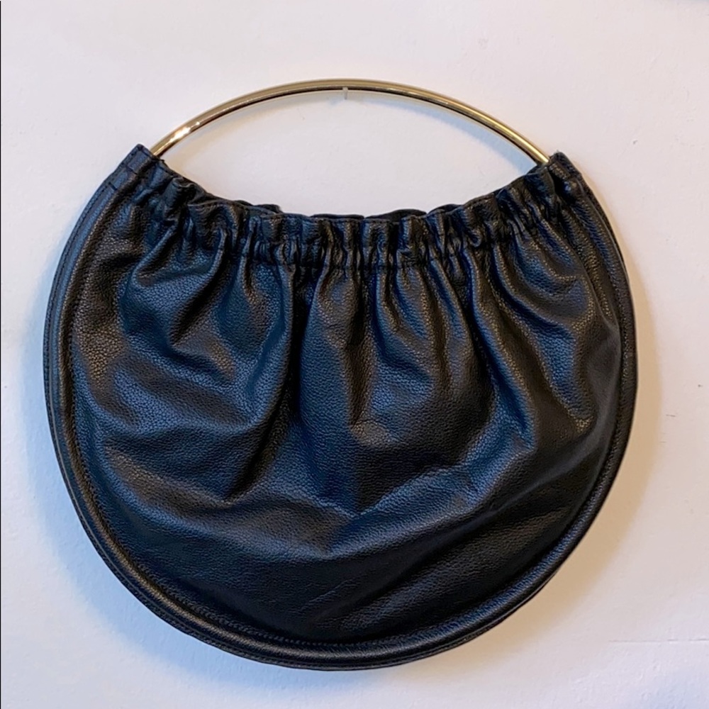 H&M pleather circle purse w/gold metal handle